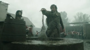 Jonathan Strange pulling water from the well. I DO love the look of the magic in this show.